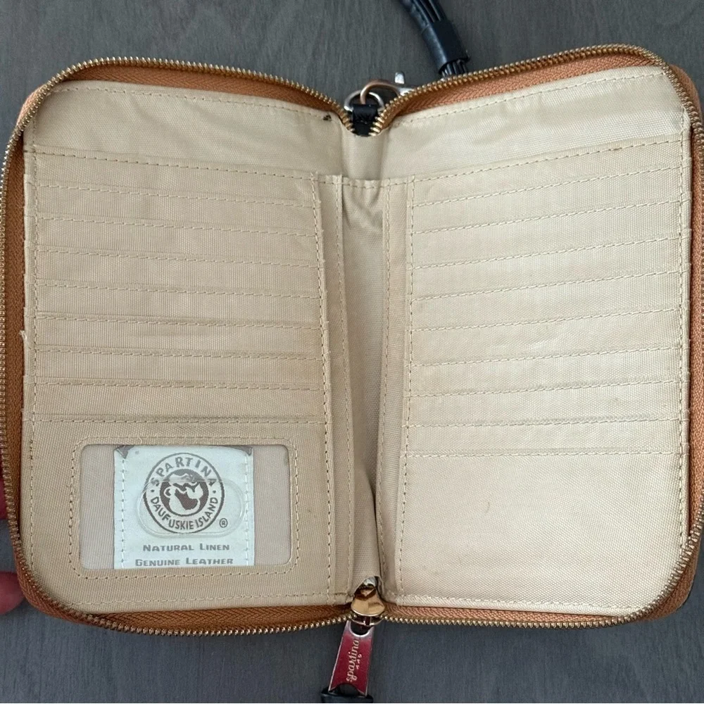 Spartina Black and Brown Women's Wristlet Wallet Cellphone Pocket